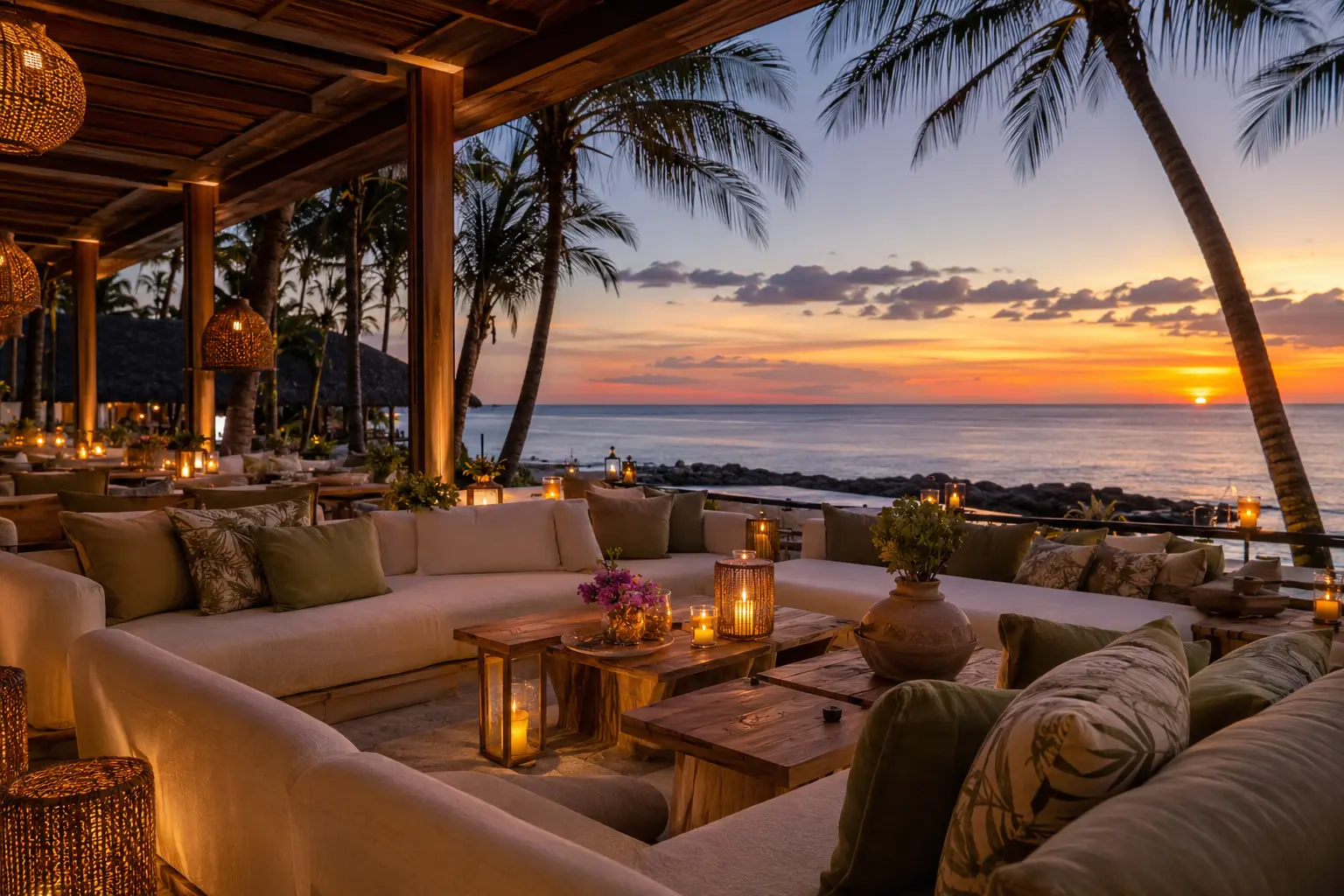 Lounge exclusivo com vista para o mar